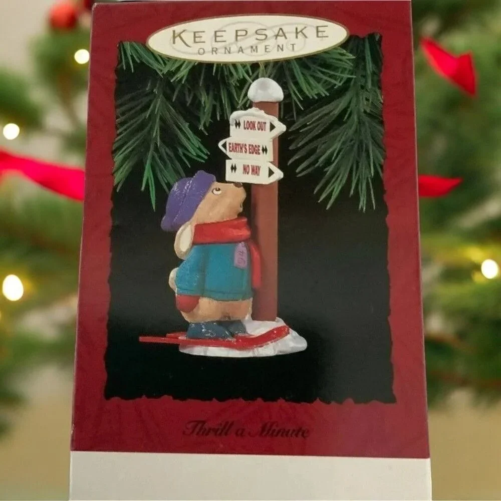 Vintage Hallmark 1994 Keepsake Ornament Rabbit Skiing Thrill A Minute New